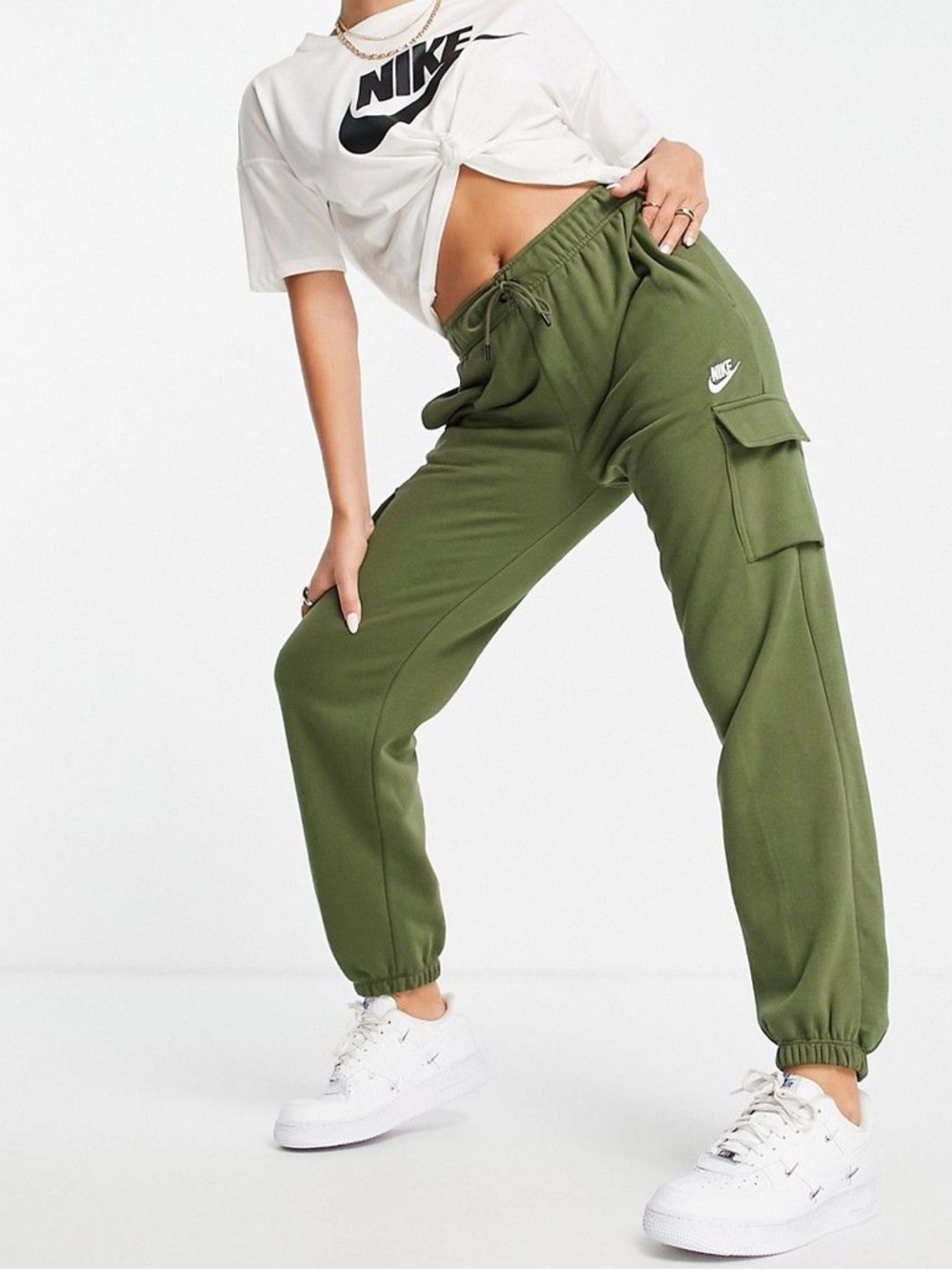 Nike Drawstring Olive Green Cargo Joggers Size S NWOT